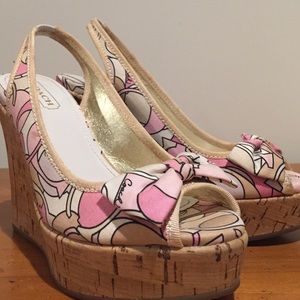 Coach pink and cream wedges